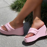 Purpdrank - White Fashion Casual Patchwork Solid Color Round Wedges Shoes