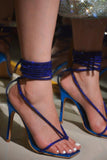 Purpdrank - Blue Casual Patchwork Rhinestone Square Out Door Shoes  (Heel Height 4.53in)