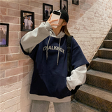Purpdrank - Hoodies Women Plus Velvet Thicker Korean BF Ulzzang Embroidery Letter Long Loose Pullovers Hooded Warm Students Daily Womens New