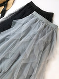 Purpdrank - Solid Color Irregular Tiered Gauze Skirt