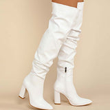 Purpdrank - White Casual Patchwork Solid Color Pointed Out Door Shoes (Heel Height 3.94in)