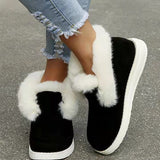 Purpdrank - Black Casual Patchwork Solid Color Round Keep Warm Comfortable Flats Shoes