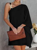 Purpdrank - Bat Sleeve Off Shoulder Metal Suspender Dress For Women
