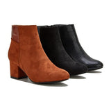 Purpdrank - Women's Chunky Heel Artificial Suede Ankle Booties