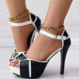 Purpdrank - White Casual Patchwork Contrast Fish Mouth Out Door Shoes (Heel Height 3.86in)
