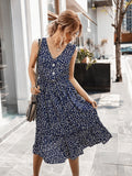 Purpdrank - Women's Summer Small Crushed Flower V-Neck Dress