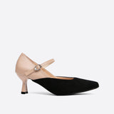 Purpdrank - Women Point Toe Two Tone Heeled Mary Janes
