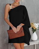 Purpdrank - Bat Sleeve Off Shoulder Metal Suspender Dress For Women