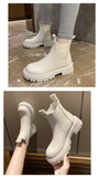 Purpdrank - 2023 New Chunky Boots Fashion Platform Women Ankle Female Sole Pouch Ankle Botas Mujer Round Toe Slip-On Botas Altas Mujer