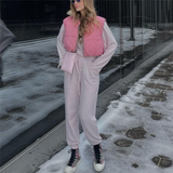 Purpdrank - Casual Woman Pink Light Short Puffer Vest Spring Fashion Ladies Warm Double-Side Outwear Female Streetwear Down Tank