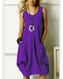 Purpdrank - Women's Sundress Knee Length Dress Sleeveless Summer Hot Casual Black Purple Yellow Orange Brown Gray Light Blue