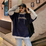 Purpdrank - Hoodies Women Plus Velvet Thicker Korean BF Ulzzang Embroidery Letter Long Loose Pullovers Hooded Warm Students Daily Womens New