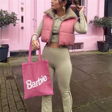 Purpdrank - Casual Woman Pink Light Short Puffer Vest Spring Fashion Ladies Warm Double-Side Outwear Female Streetwear Down Tank