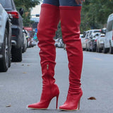Purpdrank - Black Fashion Solid Color Pointed Stiletto High Boots