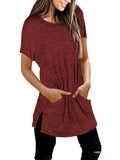 Purpdrank - Women's T-Shirt Dress Tee Dress Short Mini Dress Black Blushing Pink Wine Khaki Gray Short Sleeve Solid Color Spring Summer Round Neck Casual