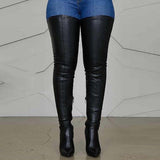 Purpdrank - Black Fashion Solid Color Pointed Stiletto High Boots