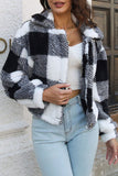 Purpdrank - Black Elegant Plaid Contrast Turndown Collar Outerwear