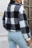 Purpdrank - Black Elegant Plaid Contrast Turndown Collar Outerwear