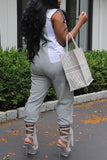 Purpdrank - Pink Casual Street Daily Simplicity Patchwork Pocket Contrast Asymmetrical Collar Regular Jumpsuits