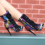 Purpdrank - Tassel Zipper Fashion High Heels