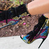 Purpdrank - Tassel Zipper Fashion High Heels
