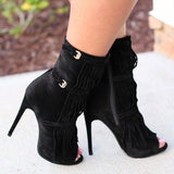 Purpdrank - Tassel Zipper Fashion High Heels