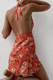 Purpdrank - Print Halter Neck Backless Mini Dress