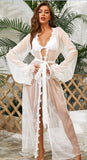 Purpdrank - New Ladies Nightgown Lace Ribbon Tulle Mesh Waist Robe Sexy Woman Nightdress
