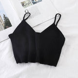 Purpdrank - Women Y2K Sexy Crop Tops Spaghetti Tops and Camis For Women Summer V-neck Strecthy Wrap Tops Women Knitted