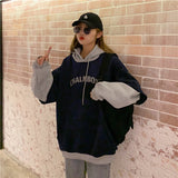 Purpdrank - Hoodies Women Plus Velvet Thicker Korean BF Ulzzang Embroidery Letter Long Loose Pullovers Hooded Warm Students Daily Womens New