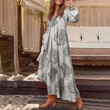 Purpdrank - Bohemian Shirt Dress Women's Maxi Sundress Spring Elegant Casual V Neck Ruflle Vestido Female Long Sleeve Tunic Robe