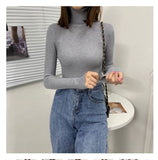 Purpdrank - Women's Turtleneck Sweater Autumn and Winter New Pullover Slim Bottoming Sweater Knitted Casual Long Sleeve Pull Femme 16675