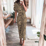 Purpdrank - 2023 New Bandage Single Breasted Dress Women Casual Short Sleeve Button Solid Maxi Dress For Woman Summer Holiday Style Dress