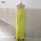 Purpdrank - Oversized Chiffon Jumpsuits and Rompers For Women Large Solid High Waisted Pleated V Neck Elegant Evening Night Party Jumpsuits