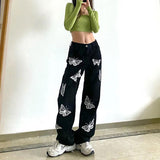 Purpdrank - Cool Women Denim Vintage Girl Fashion Harajuku Baggy Pants Harajuku Funny Ins Trousers Femme Summer Straight Jeans Streetwear