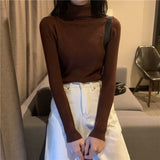 Purpdrank - New Women's Autumn Winter Turtleneck Pullovers Sweater Woman Primer Shirt Long Sleeve Short Slim-fit tight Jumper Top Solid