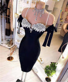 Purpdrank - Black Diamonds Women Bandage Dress Off Shoulder Strapless Strap Bodycon Female Evening Party Club Sexy Dresses Summer