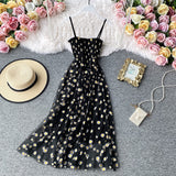 Purpdrank - Slip Dress Long Mesh Floral Dress Women Vintage Elegant Sexy Beach Dresses Woman Party Night Korean Kawaii Ruffle Backless