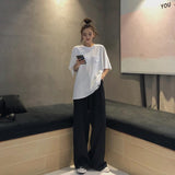 Purpdrank - Retro Solid Color Wild Straight Wide Leg Pants Female Spring New Korean Fashion High Waist Casual Long Pants