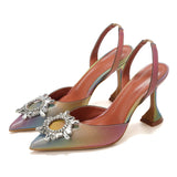 Purpdrank - Luxury Patent Leather Women Pumps Sun Style Rhinestone High Heels Pointed Toe None-slip Wedding Party Pumps Shoes Size 42