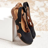 Purpdrank - New Summer Casual Women Wedges Sandals Buckle Hot Gladiator Retro Non-slip Sandals Flock Ladies Party Office Shoes