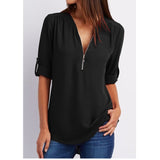 Purpdrank - Women Shirts Summer Autumn Casual V-neck Chiffon Blouse Women Top Camisa Feminina Long Sleeve Black White Ladies Blouses Shirt