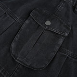 Purpdrank - New  Mall Goth Y2K High Waist Jean Skirts E-girl Aesthetics Black Denim Pleated Skirts with Big Pockets Grunge Punk Outfits