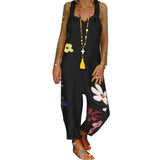 Purpdrank - 2023 Hot Sales Women Sleeveless Bib Overall Backless Floral Print Loose Jumpsuit Dungarees
