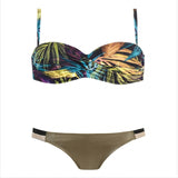 Purpdrank - Vintage Retro Bikini Patchwork Swimsuit Thong Brazilian Sexy Swimwear Female New Summer Micro V-bar Green Bathing Suits