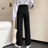 Purpdrank - Women White Casual Jeans New Arrival Autumn Korean Style All-match Loose High Waist Female Wide Leg Denim Pants