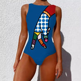 Purpdrank - Sexy Print One Piece Swimsuit Closed Large Size Swimwear Push Up Women Flower Vintage Body Swim Beach Pool Bathing Suit