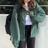 Purpdrank - Harajuku Women Zip-up Hoodies Plus Velvet Fleece Warm Winter Sweatshirts Jacket Casual Loose Stand Collar Oversized Hoodie