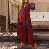 Purpdrank - Bohemian Shirt Dress Women's Maxi Sundress Spring Elegant Casual V Neck Ruflle Vestido Female Long Sleeve Tunic Robe