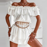 Purpdrank - Sexy Off Shoulder Ruffle Mini Dresses Women Elegant Slash Neck Summer Beach Dress Casual Vintage Floral Print Ladies Party Dress
